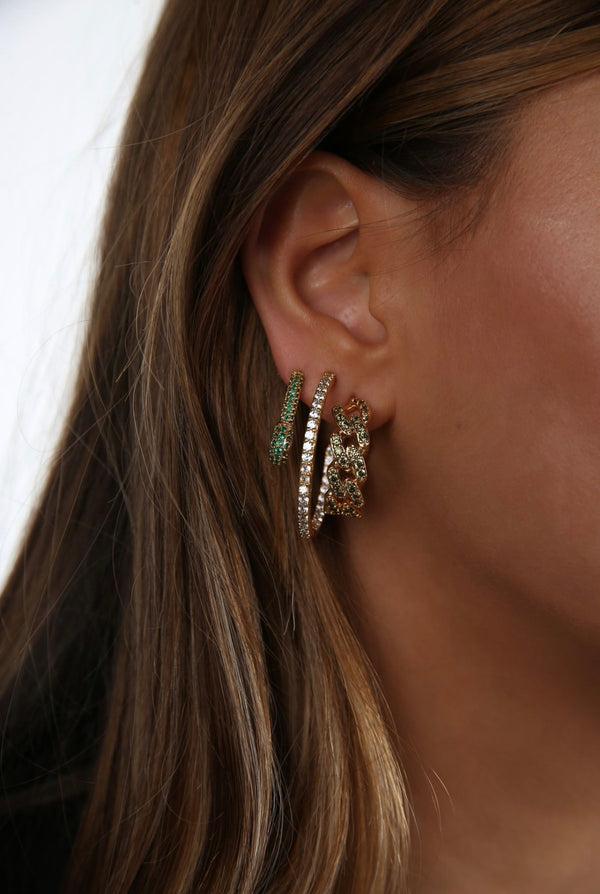 Crystal Haze Pin Up Earrings - Emerald