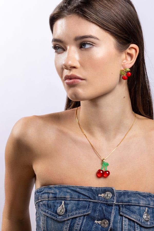 Crystal Haze Pop The Cherry Necklace - Golden