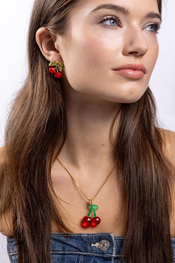 Crystal Haze Pop The Cherry Necklace - Golden