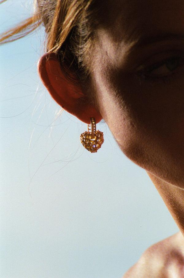 Crystal Haze Puzzle Heart Earrings