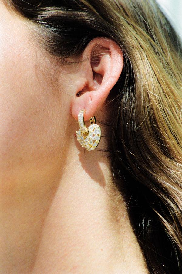 Crystal Haze Puzzle Heart Earrings