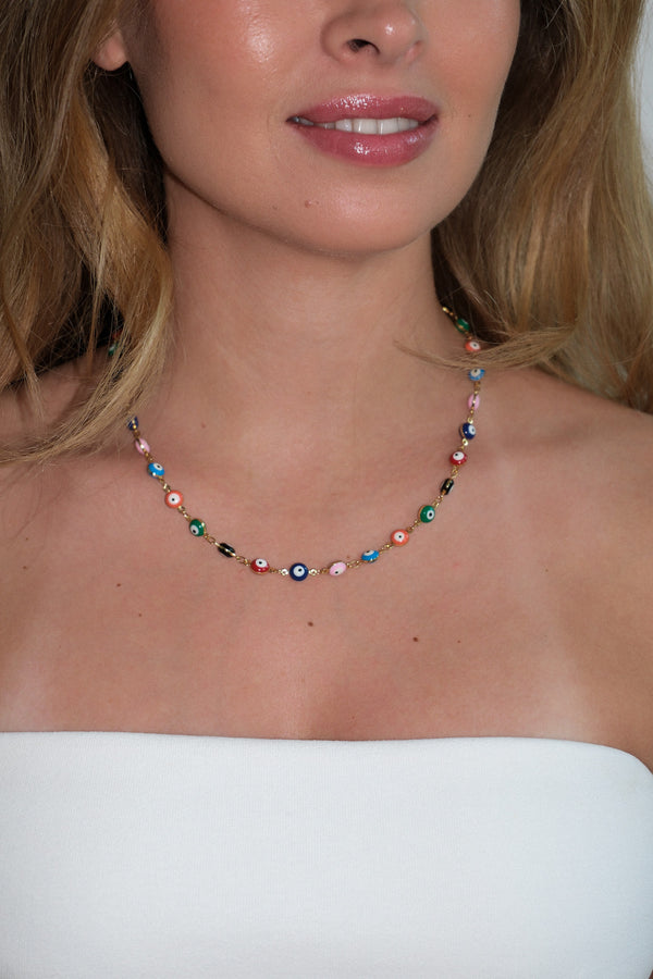 Crystal Haze Rainbow Evil Eye Necklace