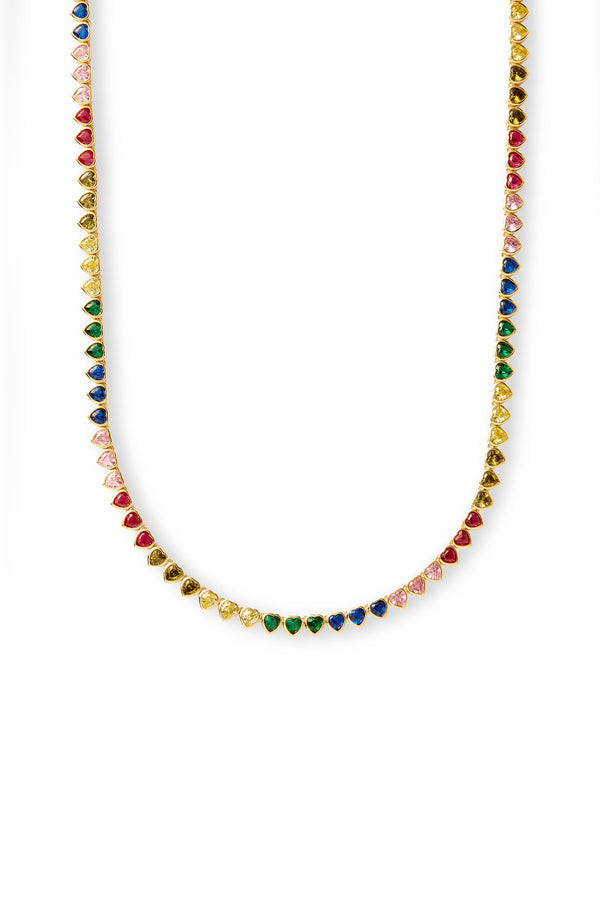 crystal haze Rainbow Hearts necklace