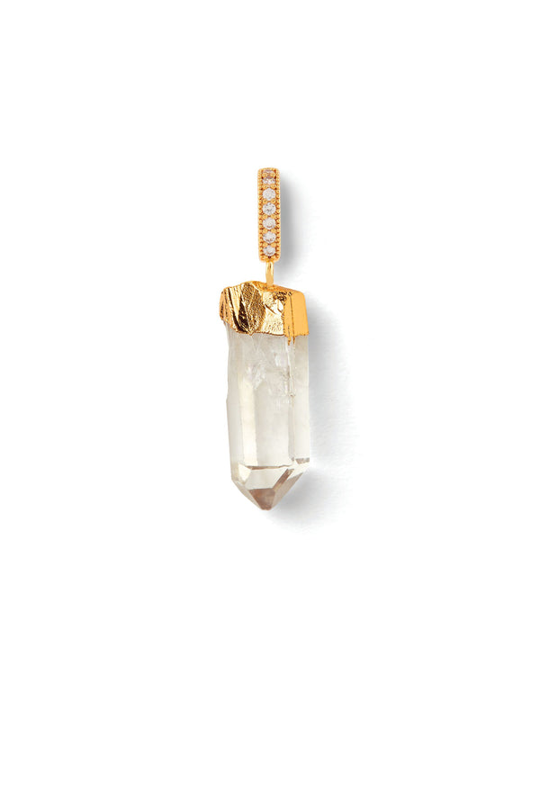 crystal haze Rock Crystal - Gold - Pave Connector