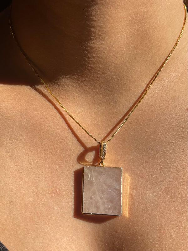 Crystal Haze Rose Quartz - Pave Connector