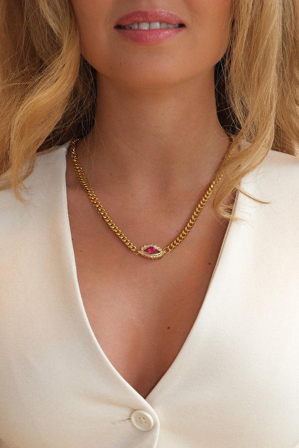 Crystal Haze See No Evil Necklace - Pink