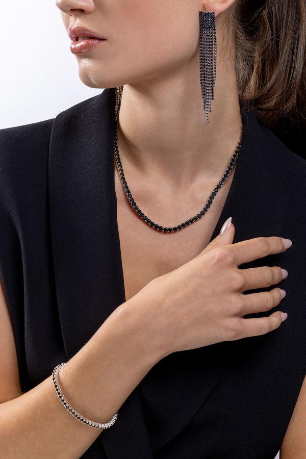 Crystal Haze Serena Bracelet - Black - Silver Plated