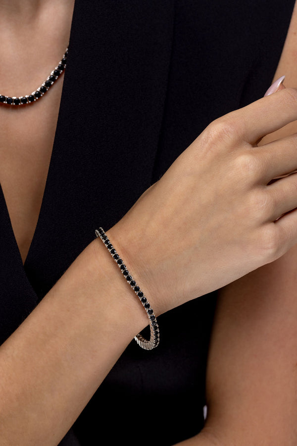 Crystal Haze Serena Bracelet - Black - Silver Plated