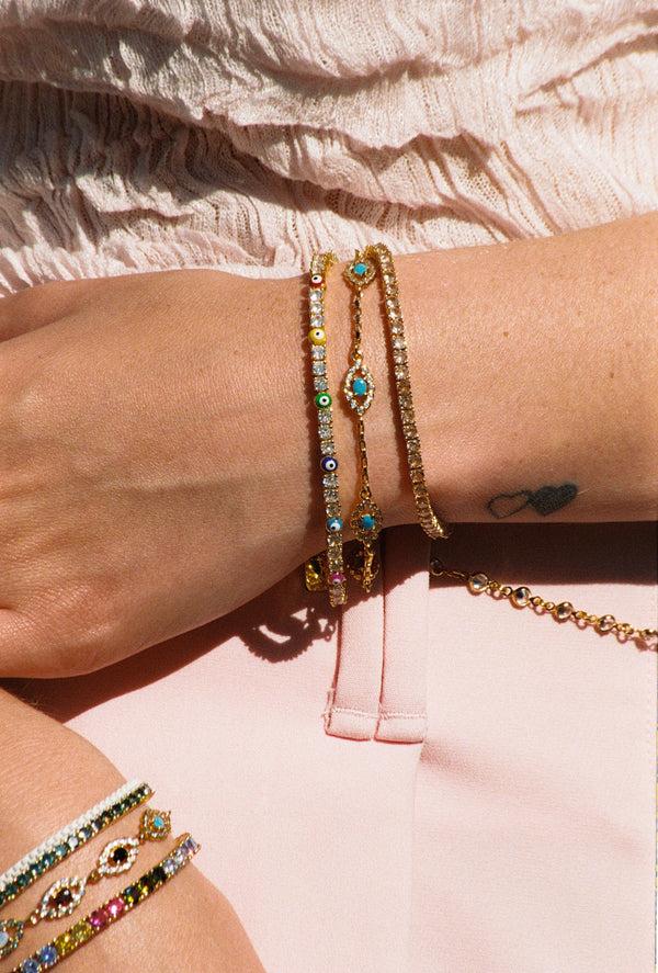 Crystal Haze Serena Bracelet X Evil Eye Rainbow