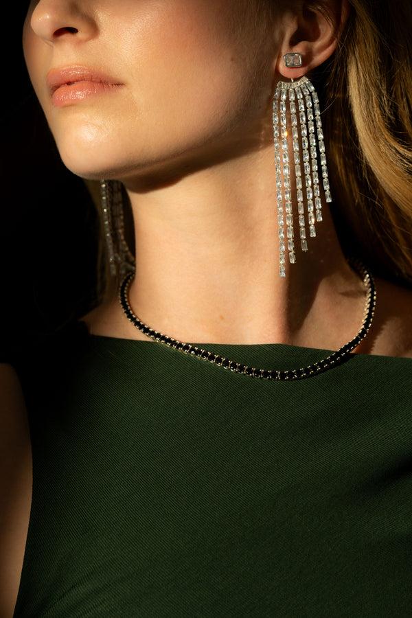 Crystal Haze Serena Necklace - Silver Plated - Black