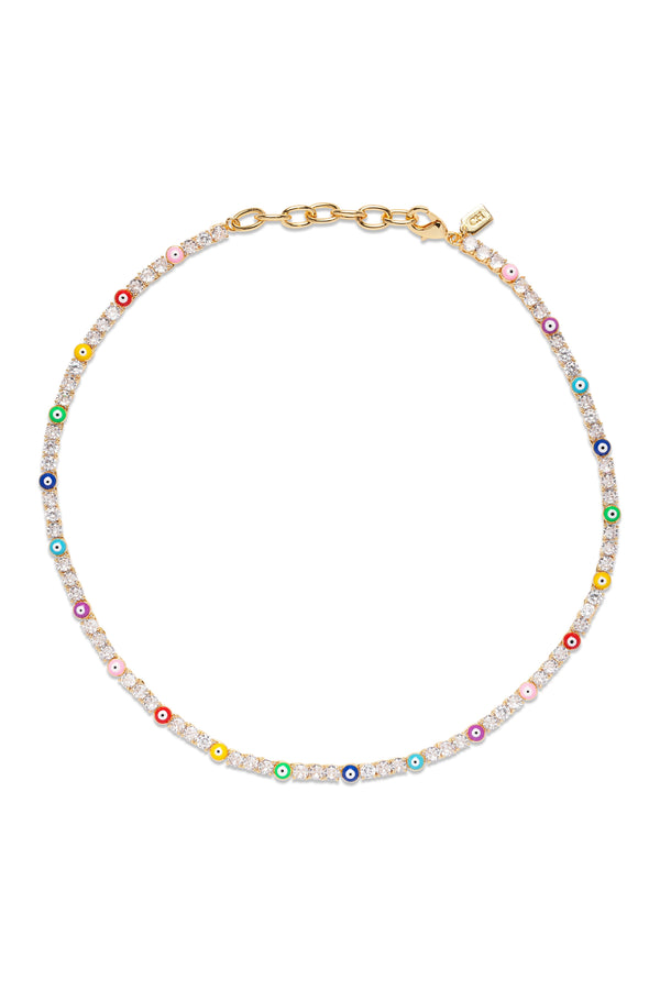 crystal haze Serena Necklace x Evil Eye Rainbow