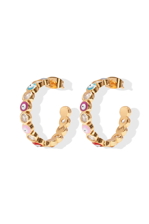 crystal haze Serena x Evil Eye Hoops - Rainbow