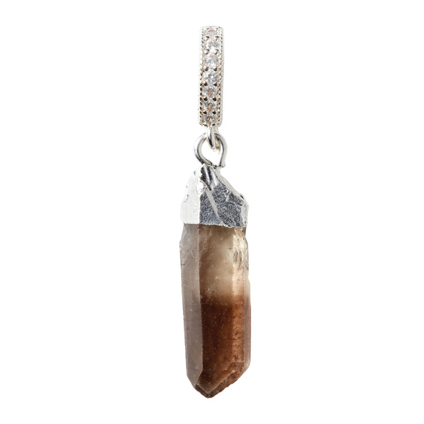 crystal haze Silver Smokey Quartz - Pave connector