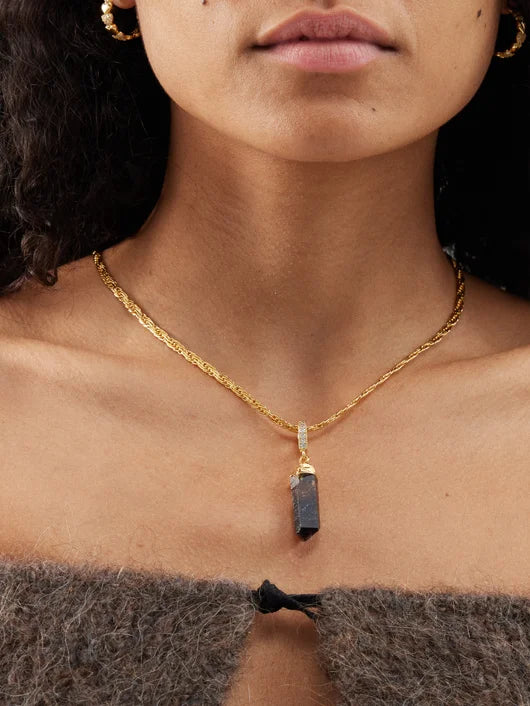 Crystal Haze Smokey Quartz - Pave Connector