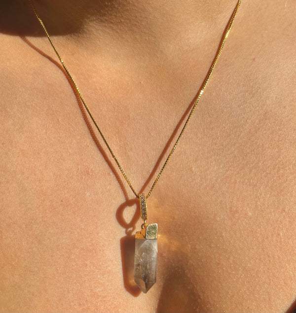 Crystal Haze Smokey Quartz - Pave Connector