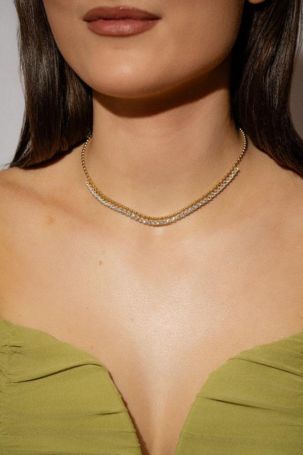 Crystal Haze Square Fringe Choker Necklace