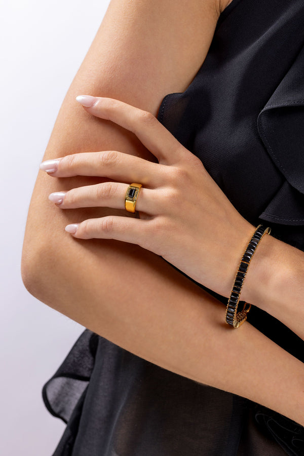 Crystal Haze The Lady Boss Pinky Ring - Black Agate