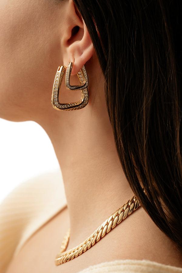 Crystal Haze Trinity Hoops Pavè