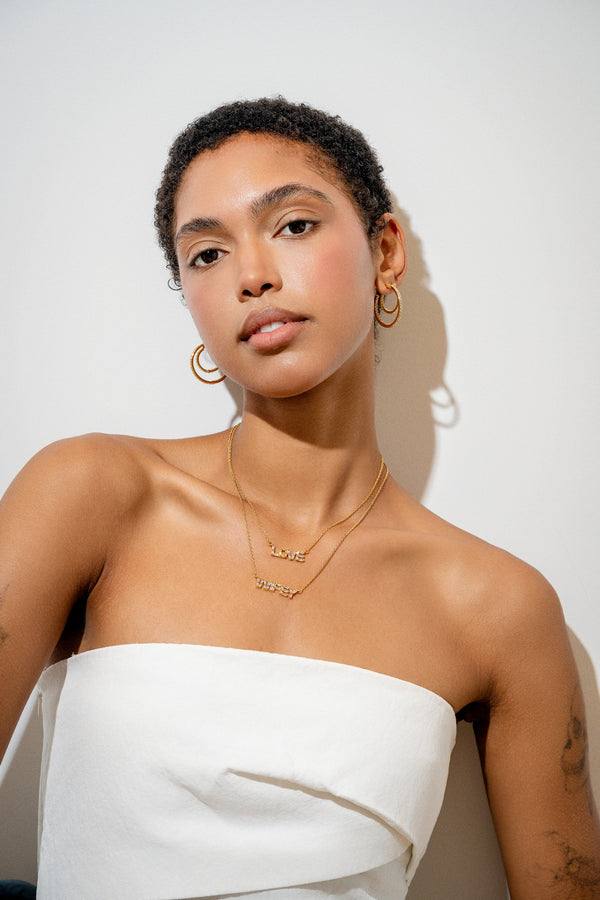 Crystal Haze Wifey Baguette Necklace