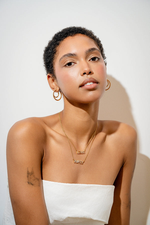 Crystal Haze Wifey Baguette Necklace