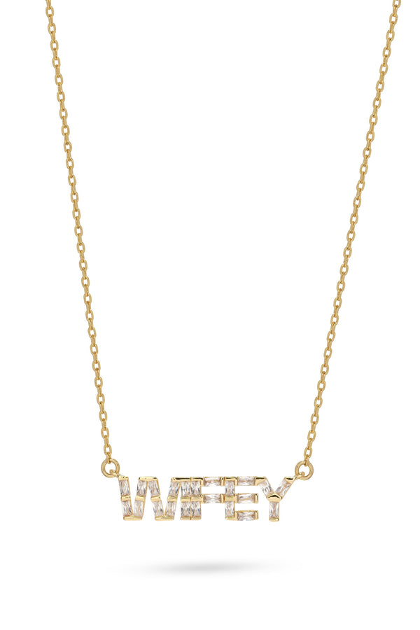 crystal haze Wifey Baguette Necklace