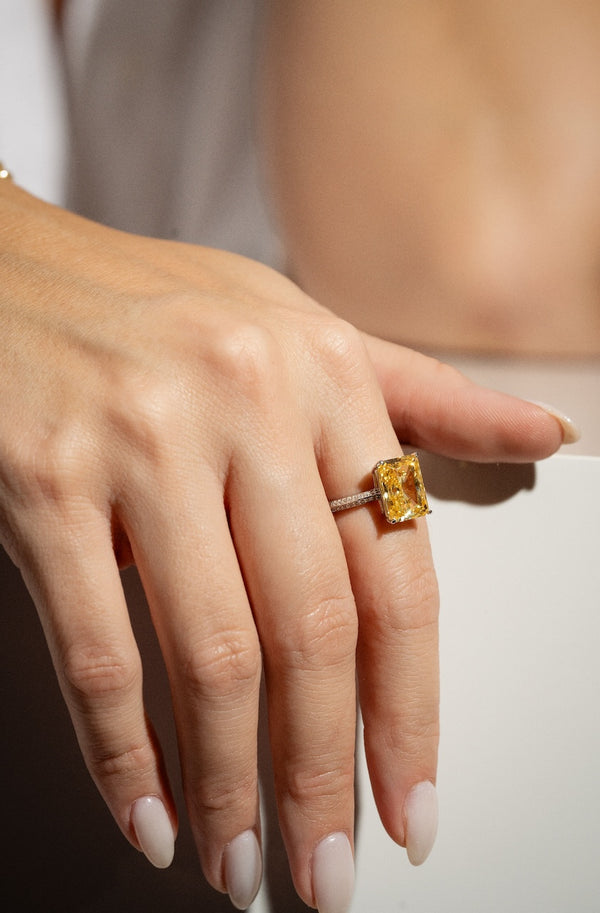 Crystal Haze Yellow Emerald Cut Ring