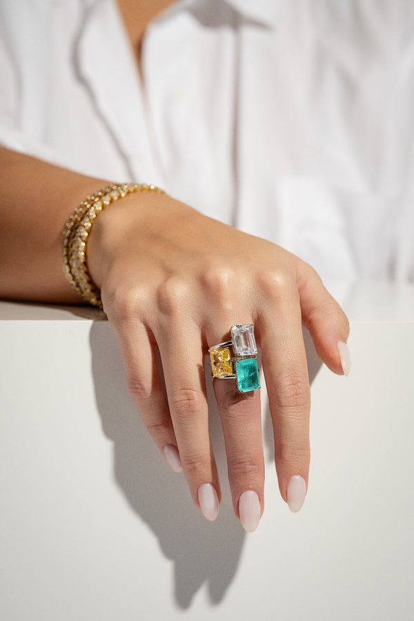 Crystal Haze Yellow Emerald Cut Ring