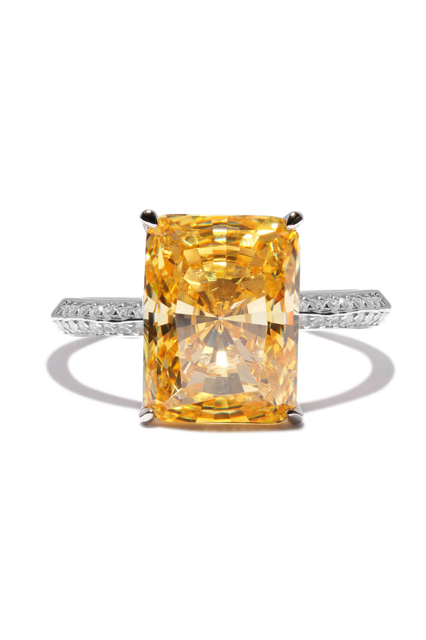 crystal haze Yellow Emerald Cut Ring