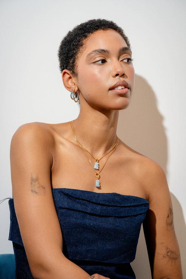 Crystal Haze Crystal Nostalgia Bear - Classic Connector - Aquamarine