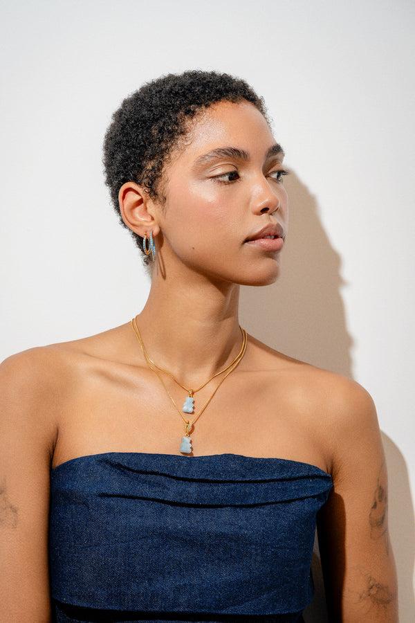 Crystal Haze Crystal Nostalgia Bear - Classic Connector - Aquamarine