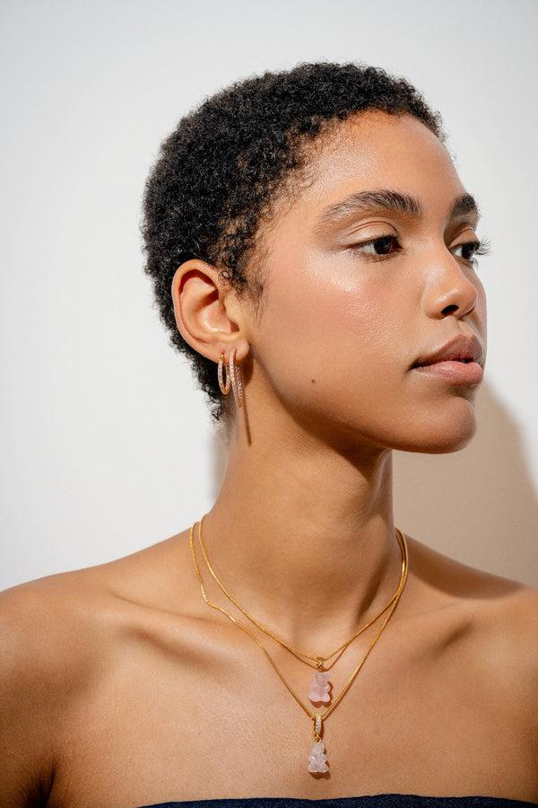 Crystal Haze Crystal Nostalgia Bear - Classic Connector - Rose Quartz