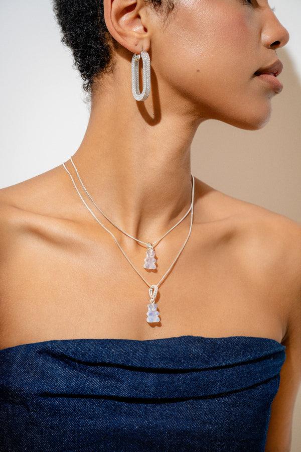 Crystal Haze Crystal Nostalgia Bear - Pave Connector - Silver Plated - Opal