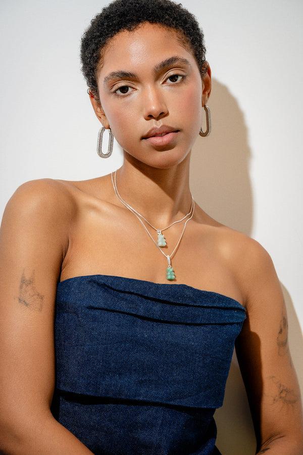 Crystal Haze Crystal Nostalgia Bear - Pave Connector - Silver Plated - Jade