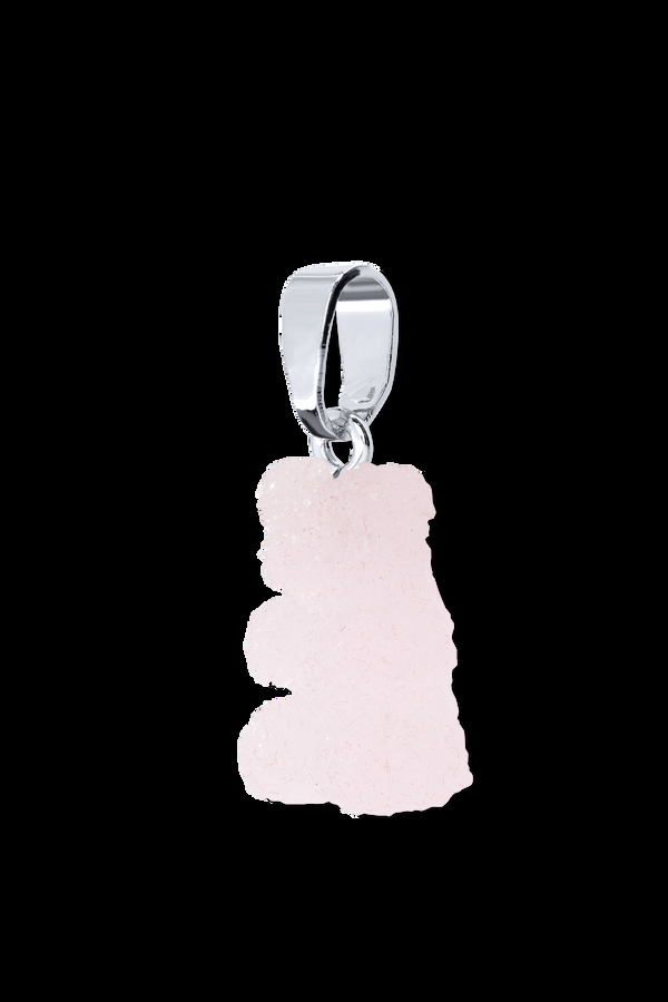 Crystal Haze Fizzy Nostalgia Bear - Classic Connector - Silver Plated - Strawberry