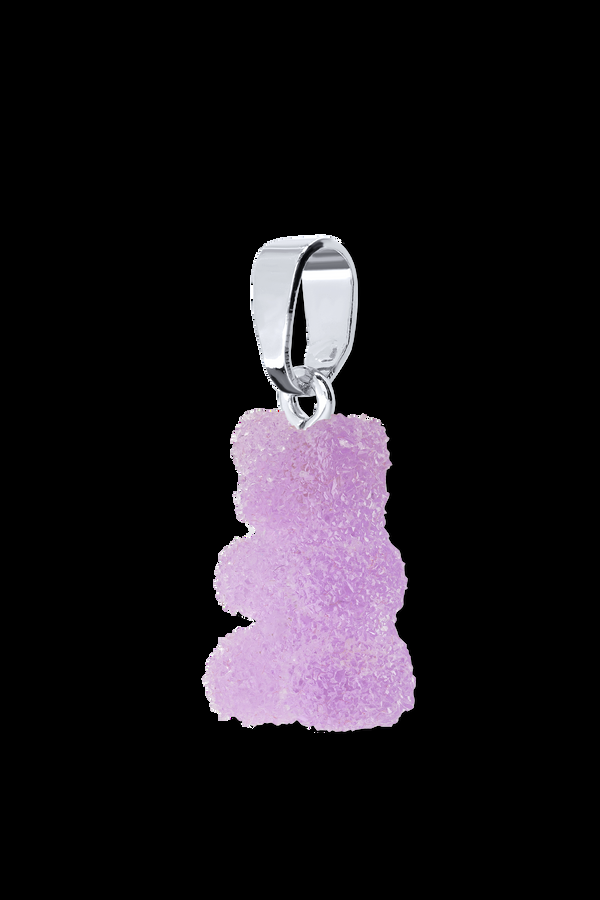 Crystal Haze Fizzy Nostalgia Bear - Classic Connector - Silver Plated - Grape