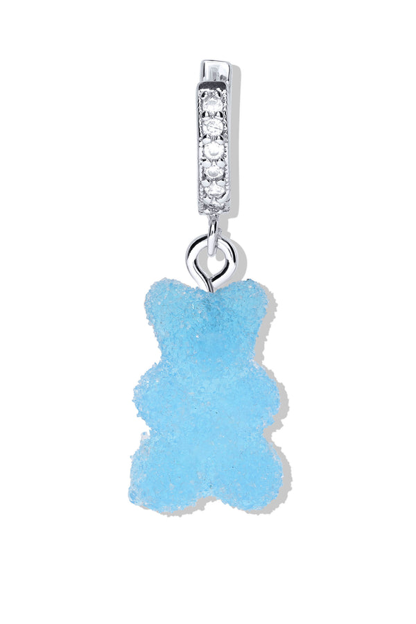 Crystal Haze Fizzy Nostalgia Bear Hoop - Silver Plated - Blueberry