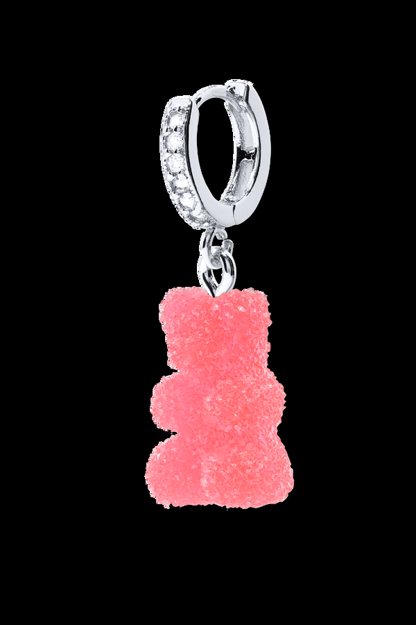crystal haze Fizzy Nostalgia bear hoop - Silver plated - Cherry