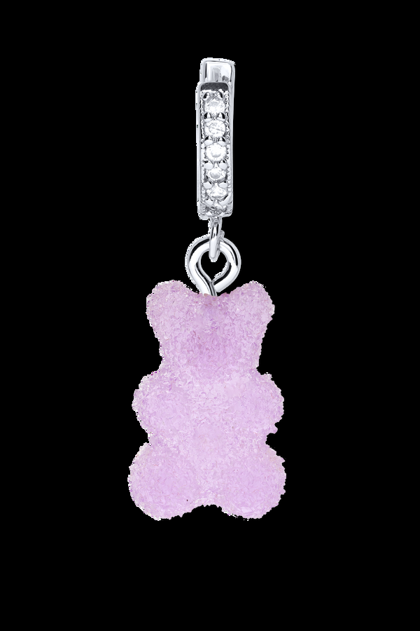 Crystal Haze Fizzy Nostalgia Bear Hoop - Silver Plated - Grape