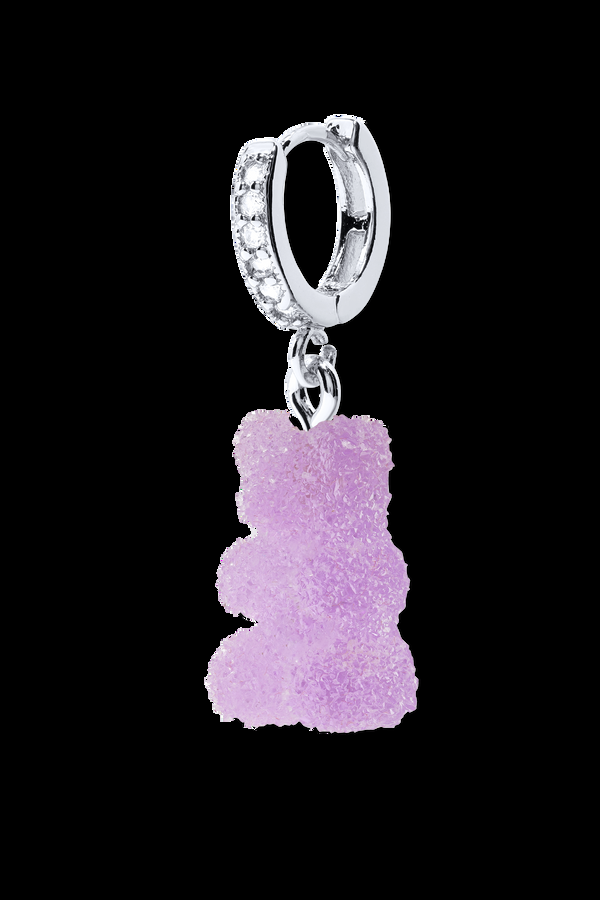 crystal haze Fizzy Nostalgia bear hoop - Silver plated - Grape