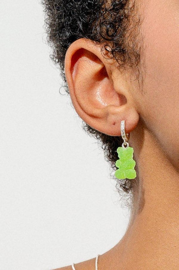 Crystal Haze Fizzy Nostalgia Bear Hoop - Silver Plated - Sour Apple