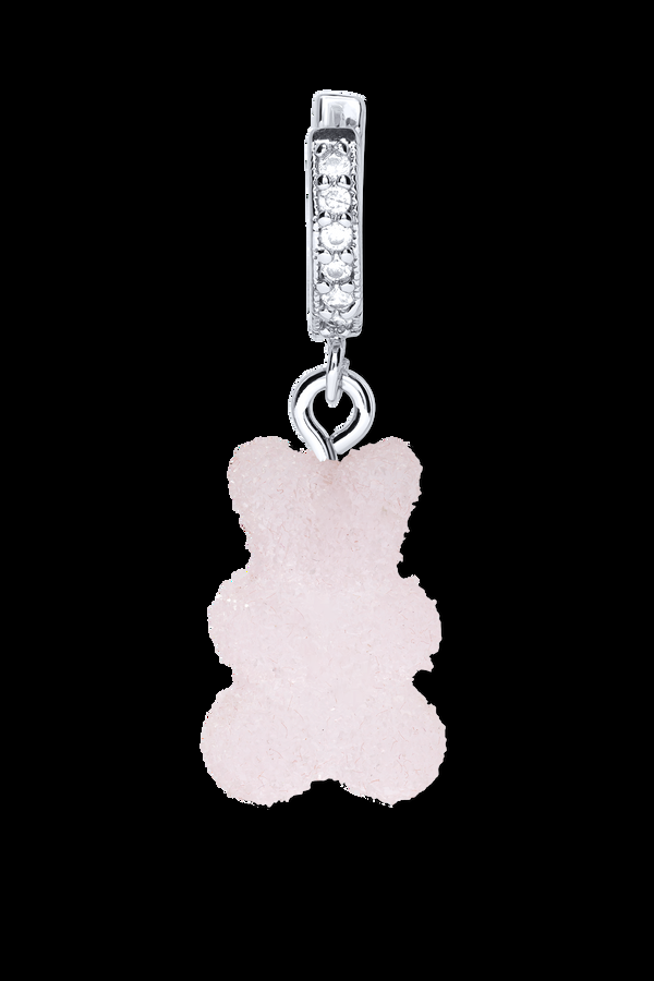Crystal Haze Fizzy Nostalgia Bear Hoop - Silver Plated - Strawberry