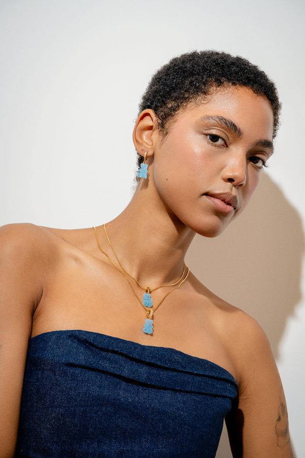 Crystal Haze Fizzy Nostalgia Bear - Pave Connector - Blueberry