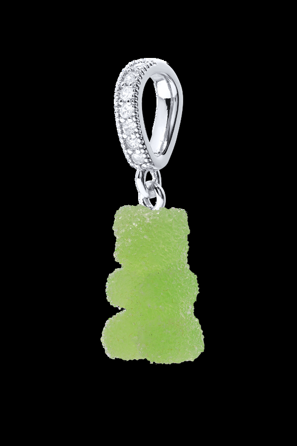 Crystal Haze Fizzy Nostalgia Bear - Pave Connector - Silver Plated - Sour Apple