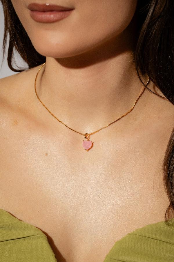 Crystal Haze Forever Yours Charm Necklace - Baby Pink