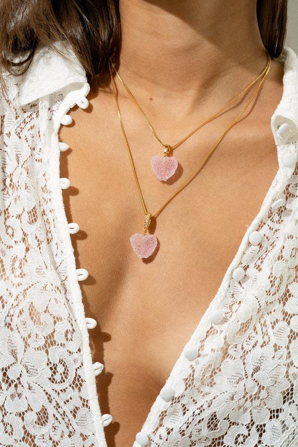 Crystal Haze Jelly Heart - Classic Connector - Baby Pink