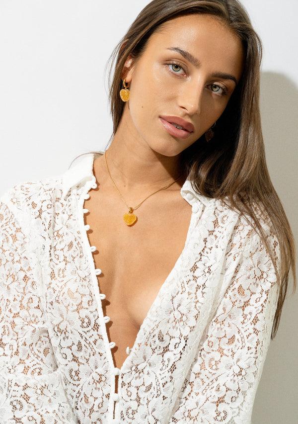 Crystal Haze Jelly Heart - Classic Connector - Sunshine Orange