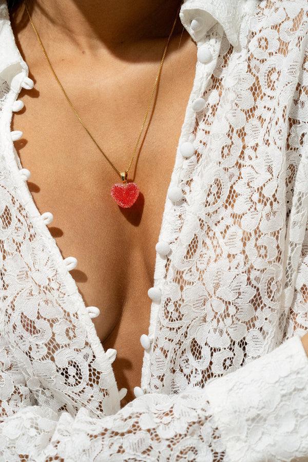 Crystal Haze Jelly Heart - Classic Connector - Watermelon