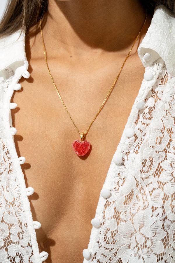 Crystal Haze Jelly Heart - Classic Connector - Watermelon