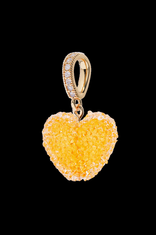 crystal haze Jelly Heart - Pave Connector - Sunshine Orange