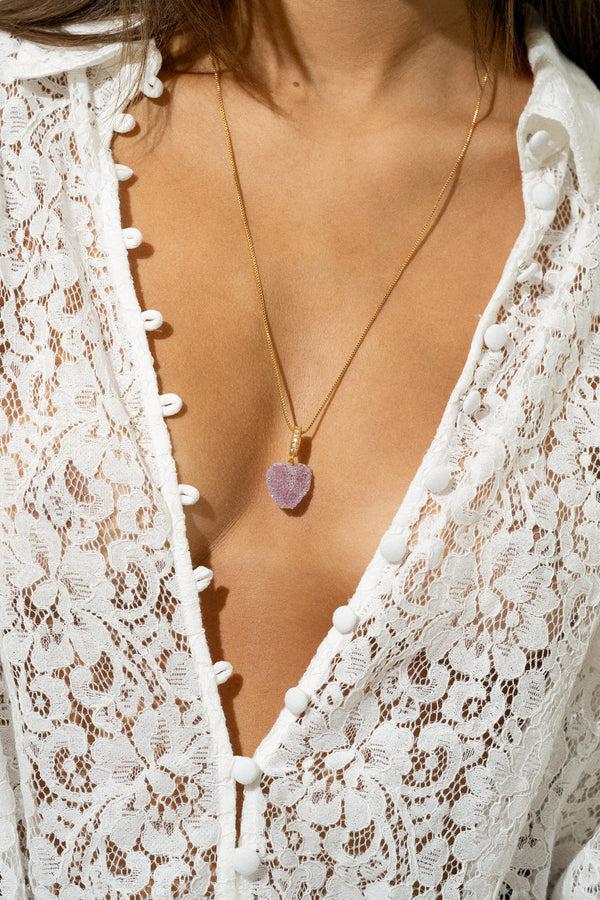 Crystal Haze Jelly Heart - Pave Connector - Tuttifrutti